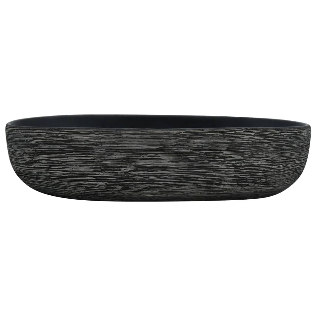 VidaXL STRACTURE WASKER OVAAL 59X40X14 CM Ceramic Gray and Black