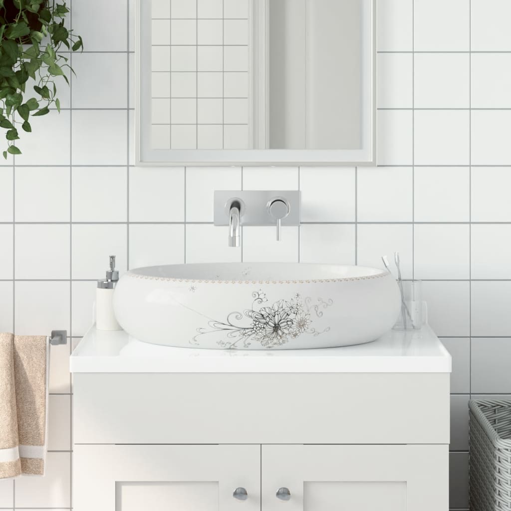 Vidaxl Straction Waster Ovaal 59x40x15 cm keramisk hvid