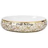 VidaXL STRACTION WASKER OVAAL 59X40X15 CM Ceramic White and Gold