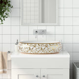 VidaXL STRACTION WASKER OVAAL 59X40X15 CM Ceramic White and Gold