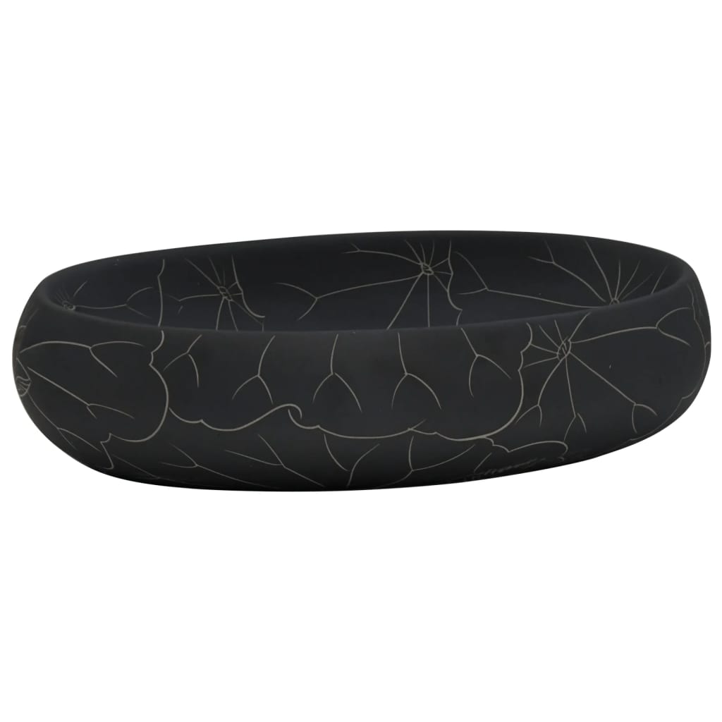 Vidaxl Strucure Wasker Ovaal 59x40x15 cm ceramiczna czerń