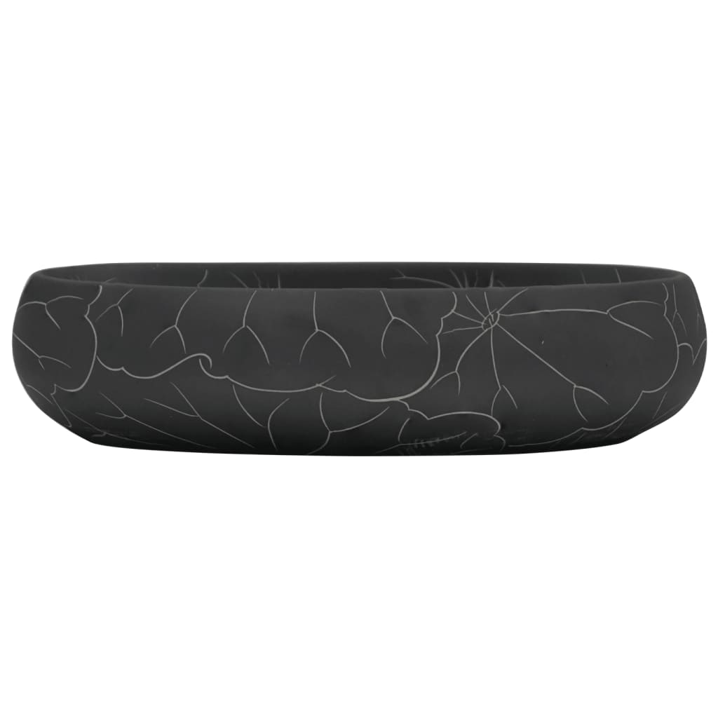 Vidaxl Strucure Wasker Ovaal 59x40x15 cm ceramiczna czerń