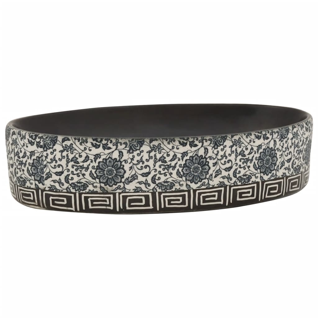 Vidaxl Staction Wasker Ovaal 56.5x36.5x13,5 cm Céramique noir et bleu