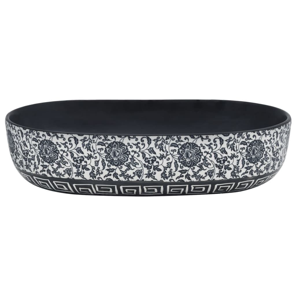 Vidaxl Straction Wasker Ovaal 59x40x14 cm ceramiczny czarno -niebieski