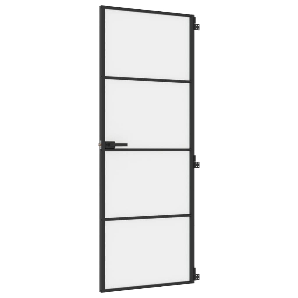 Vidaxl Porte intérieure étroite 76x201,5 cm Verre durcie et aluminium noir