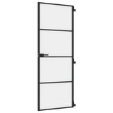 Vidaxl Porte intérieure étroite 76x201,5 cm Verre durcie et aluminium noir