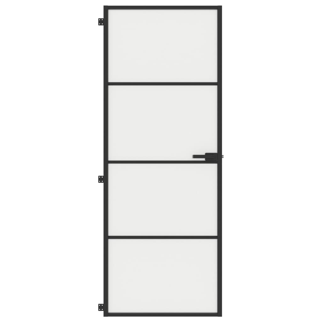 Vidaxl Porte intérieure étroite 76x201,5 cm Verre durcie et aluminium noir