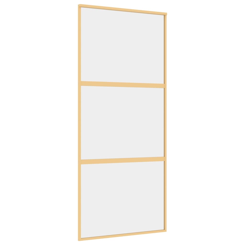 Vidaxl Schiebetür 90x205 cm klares ESG -Glas und Aluminium Gold gefärbt