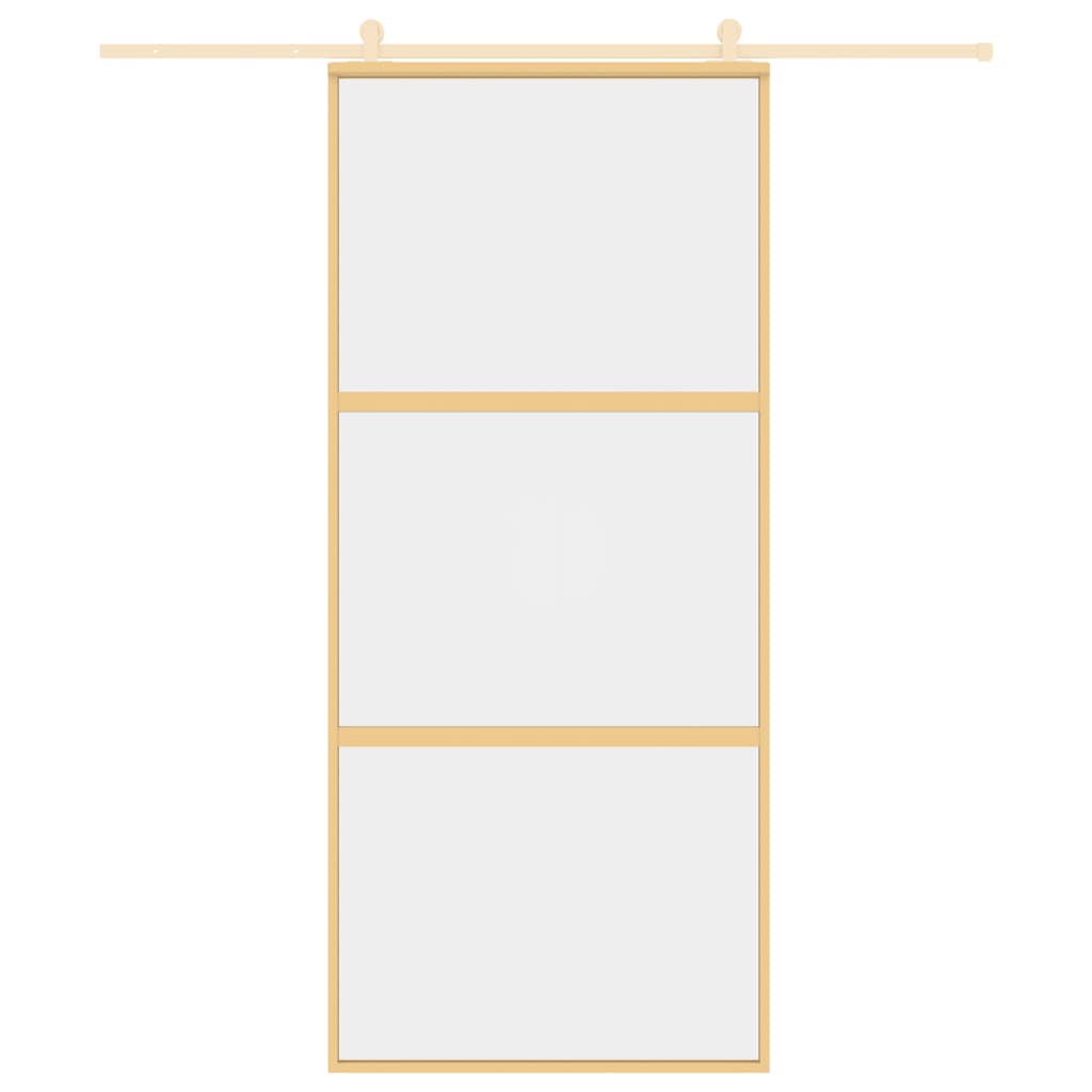 Vidaxl Schiebetür 90x205 cm klares ESG -Glas und Aluminium Gold gefärbt