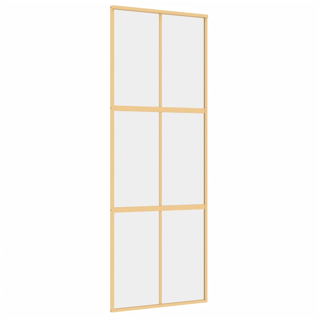 VIDAXL -Schiebetür 76x205 cm klares ESG -Glas und Aluminium Gold gefärbt