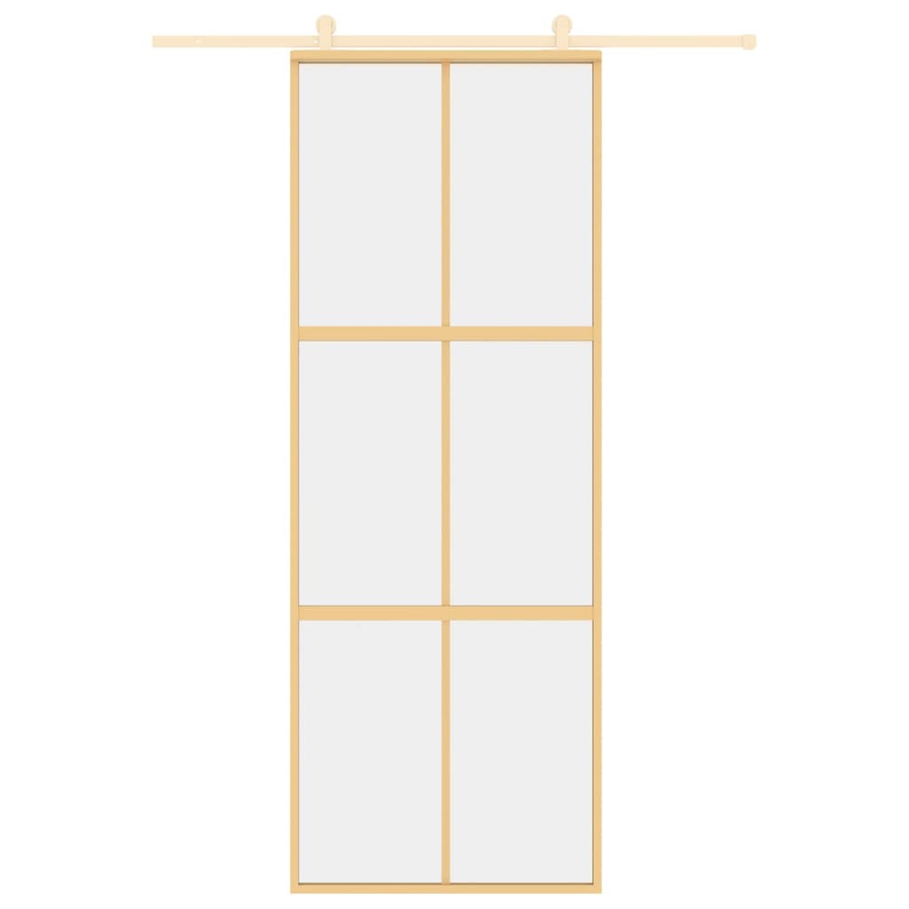 VIDAXL -Schiebetür 76x205 cm klares ESG -Glas und Aluminium Gold gefärbt