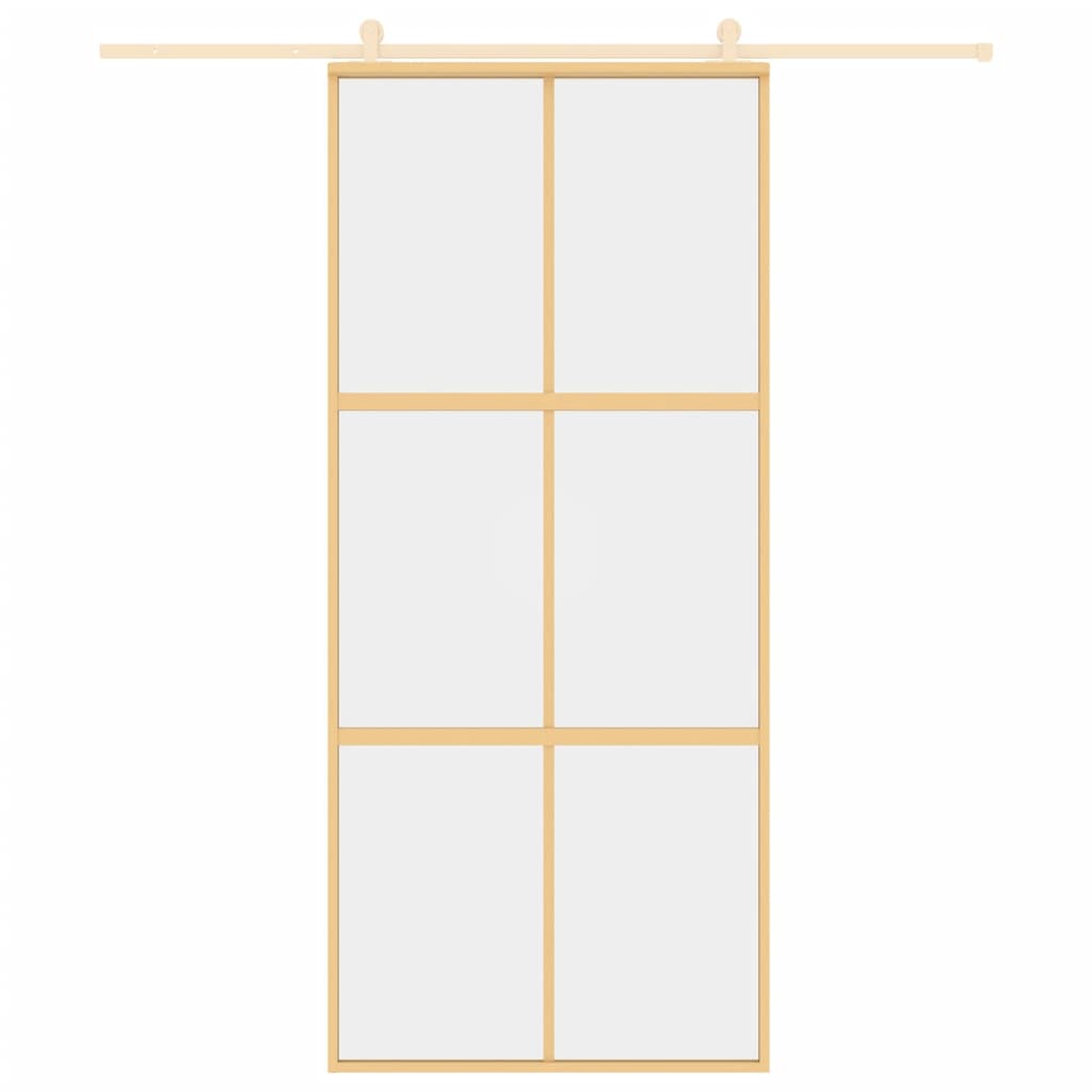 Vidaxl Schiebetür 90x205 cm klares ESG -Glas und Aluminium Gold gefärbt