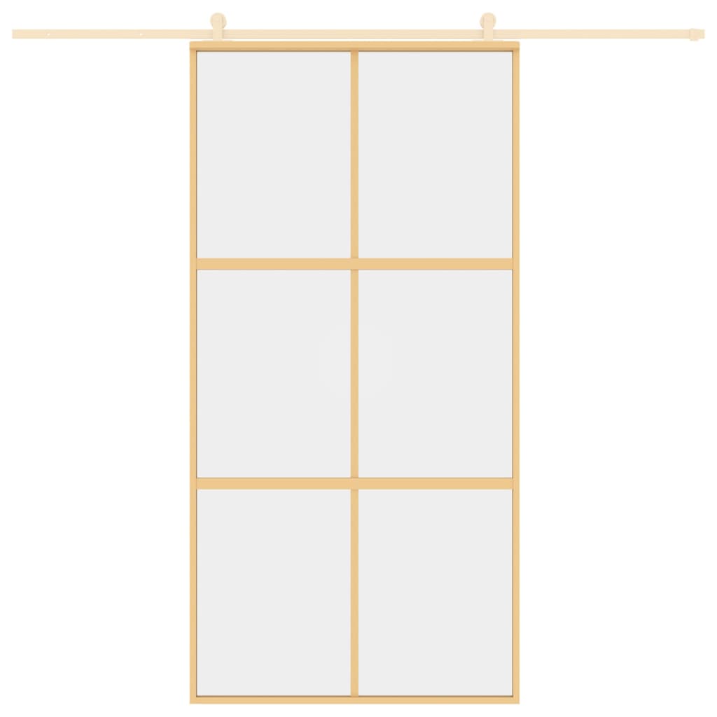 VIDAXL -Schiebetür 102,5 x 205 cm klares ESG -Glas- und Aluminiumgoldfarbe