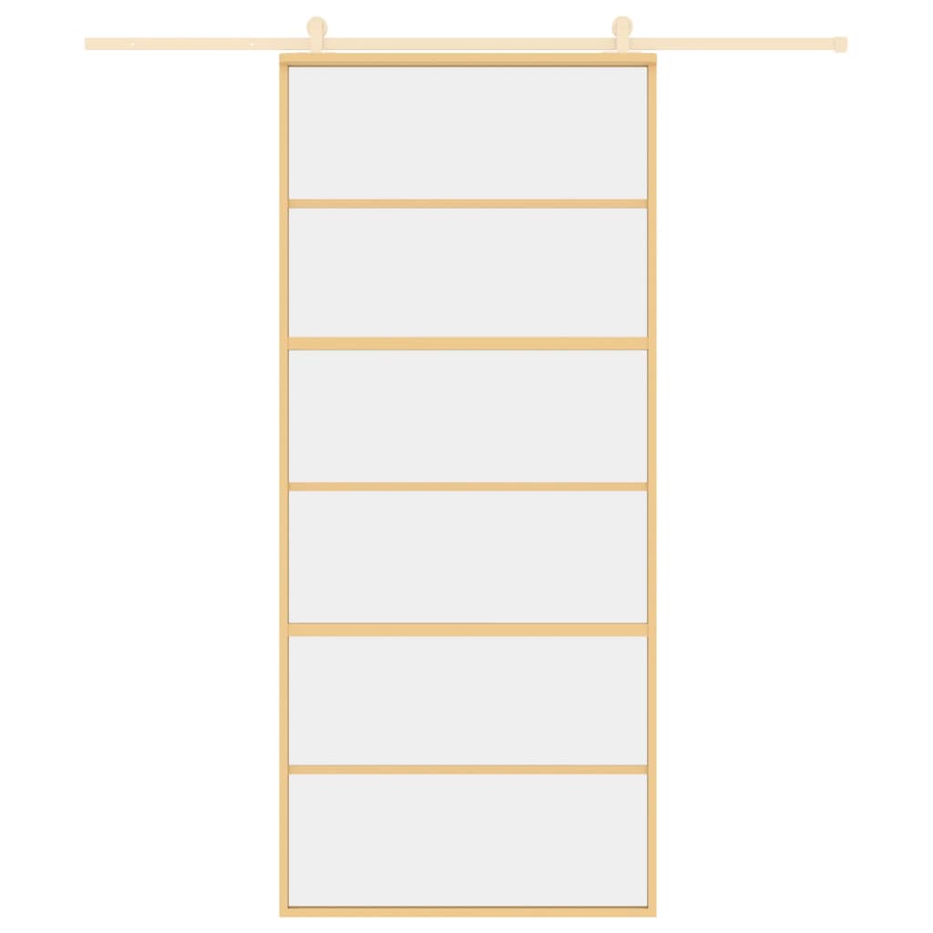 Vidaxl Schiebetür 90x205 cm klares ESG -Glas und Aluminium Gold gefärbt