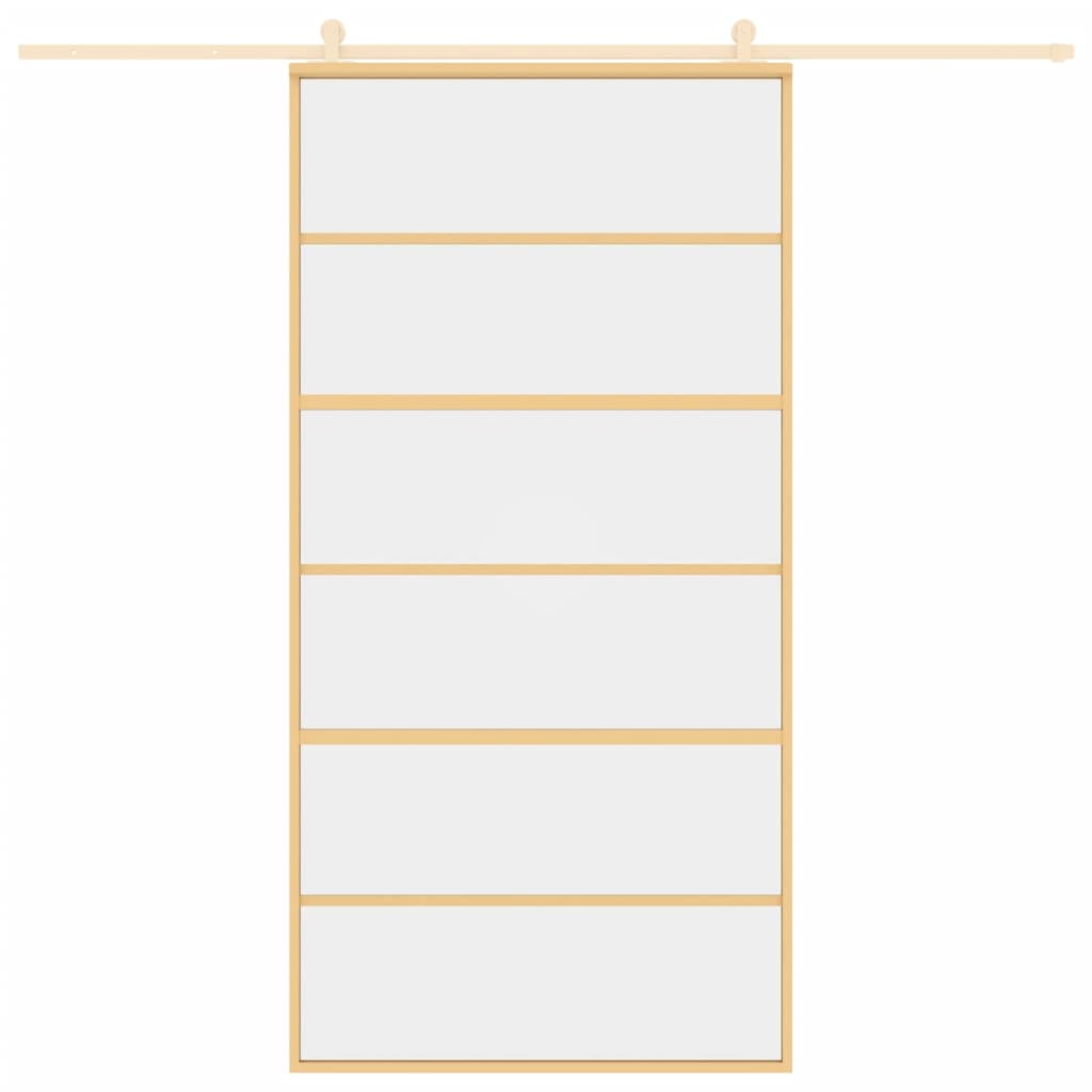 VIDAXL -Schiebetür 102,5 x 205 cm klares ESG -Glas- und Aluminiumgoldfarbe