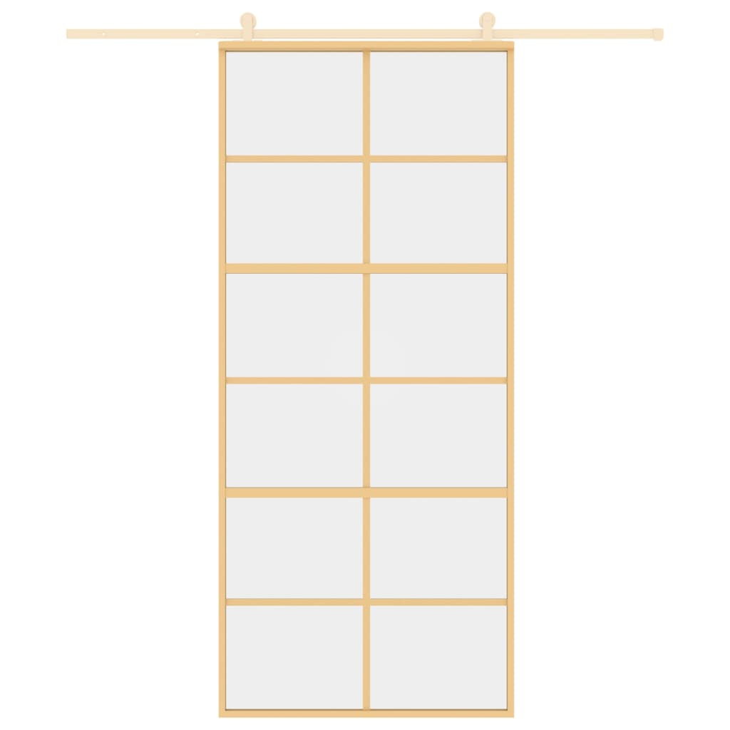 Drsna vrata Vidaxl 90x205 cm prozorna ESG steklo in aluminijasta zlata obarvana