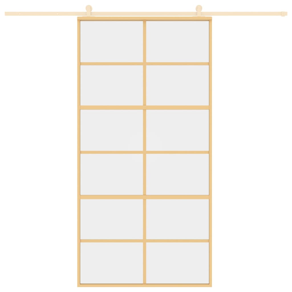 VIDAXL -Schiebetür 102,5 x 205 cm klares ESG -Glas- und Aluminiumgoldfarbe