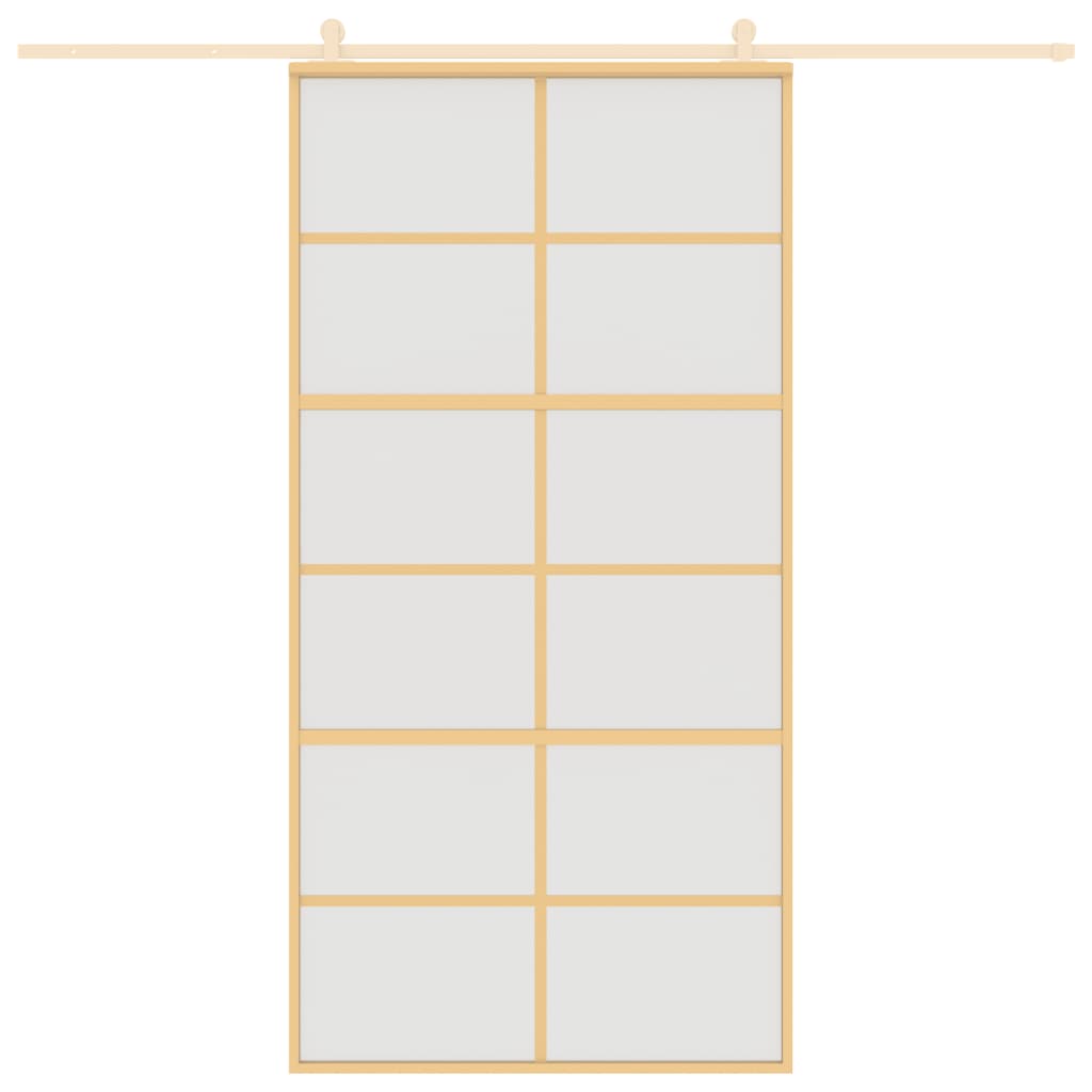 Puerta corredera de Vidaxl 102.5x205 cm de vidrio ESG mate y dorado de aluminio