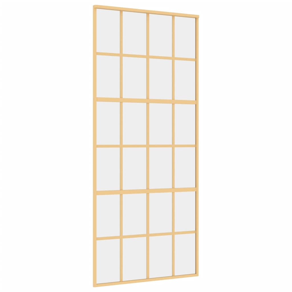 Vidaxl Schiebetür 90x205 cm klares ESG -Glas und Aluminium Gold gefärbt