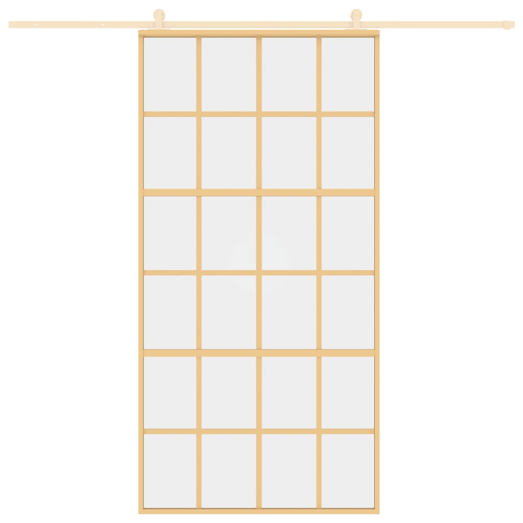 VIDAXL -Schiebetür 102,5 x 205 cm klares ESG -Glas- und Aluminiumgoldfarbe