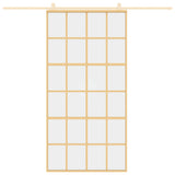 VIDAXL -Schiebetür 102,5 x 205 cm klares ESG -Glas- und Aluminiumgoldfarbe