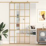 VIDAXL -Schiebetür 102,5 x 205 cm klares ESG -Glas- und Aluminiumgoldfarbe