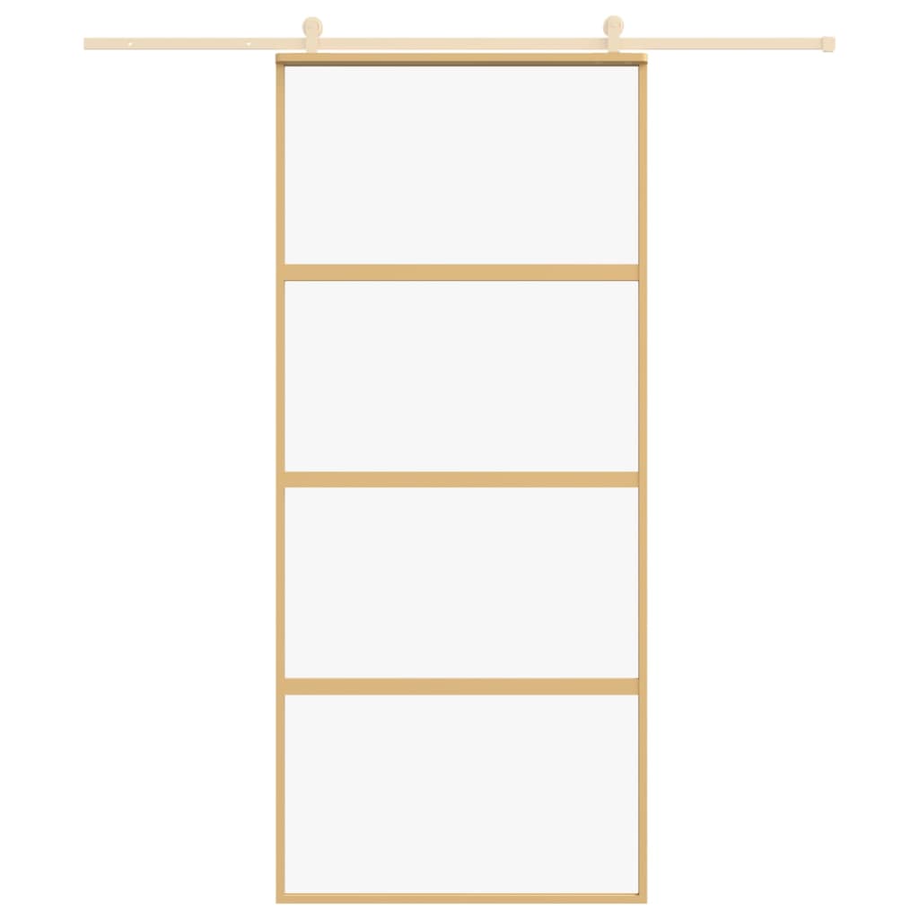 Vidaxl Schiebetür 90x205 cm klares ESG -Glas und Aluminium Gold gefärbt