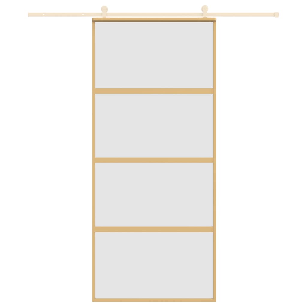 Puerta corredera Vidaxl 90x205 cm de vidrio ESG mate y dorado de aluminio