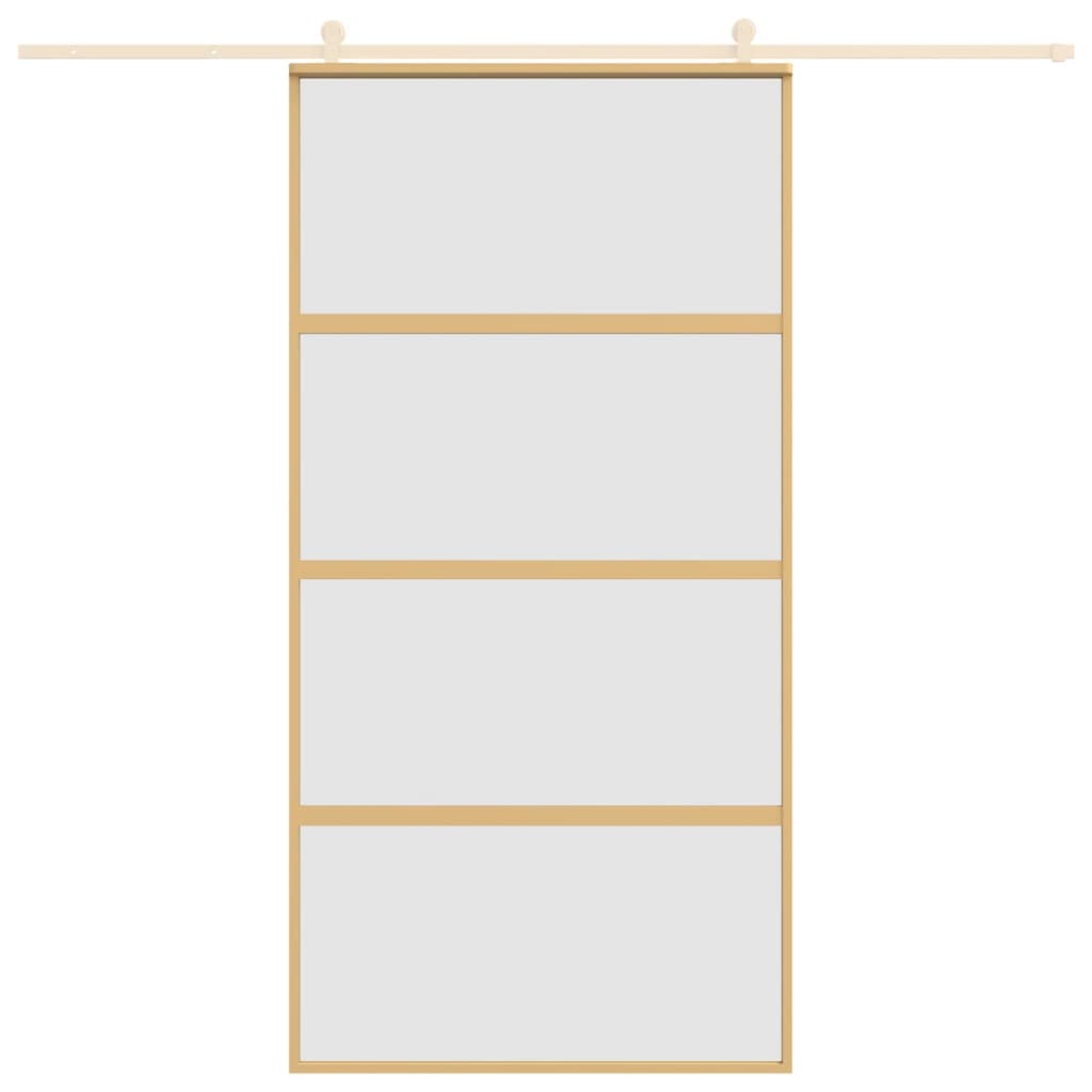 Puerta corredera de Vidaxl 102.5x205 cm de vidrio ESG mate y dorado de aluminio