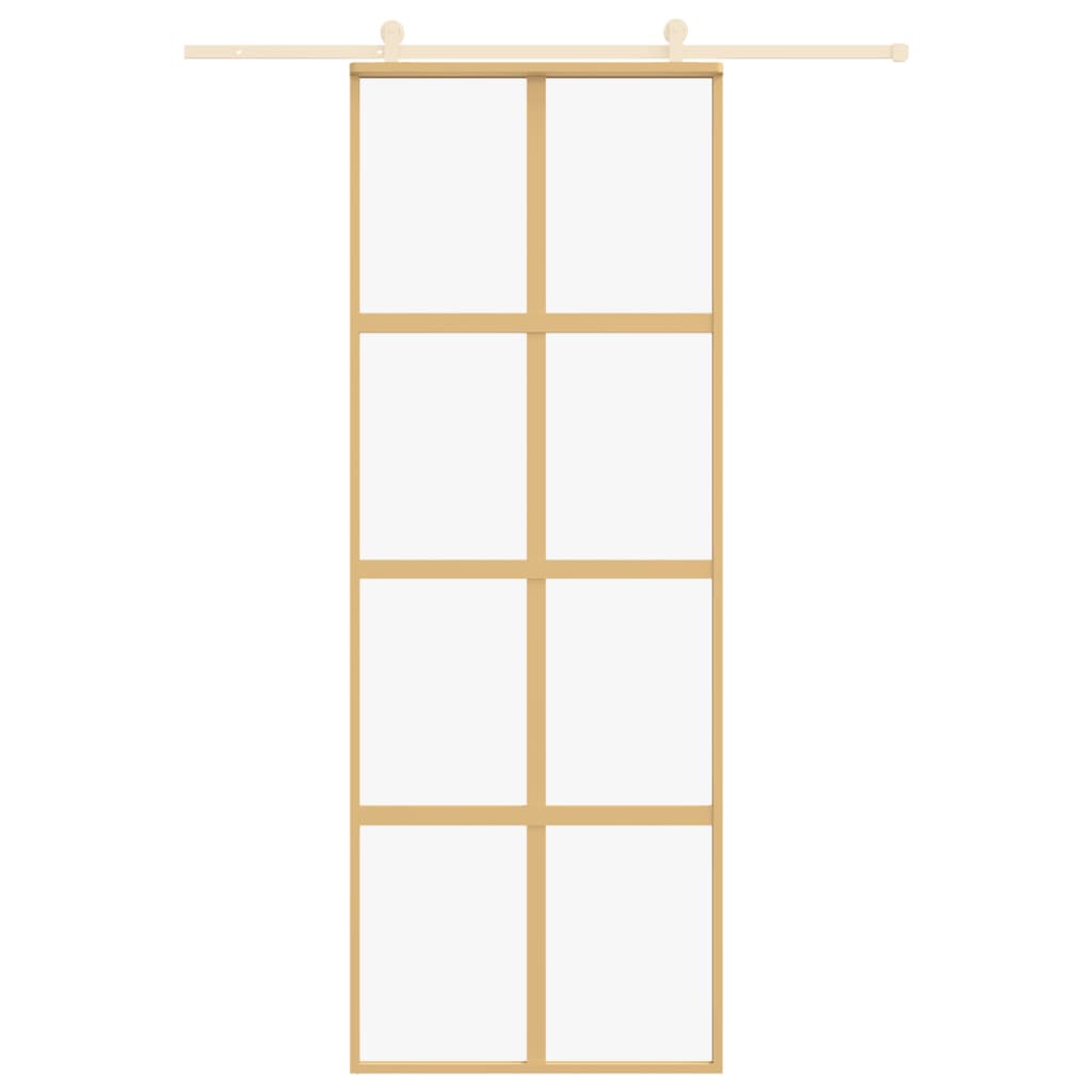 VIDAXL -Schiebetür 76x205 cm klares ESG -Glas und Aluminium Gold gefärbt