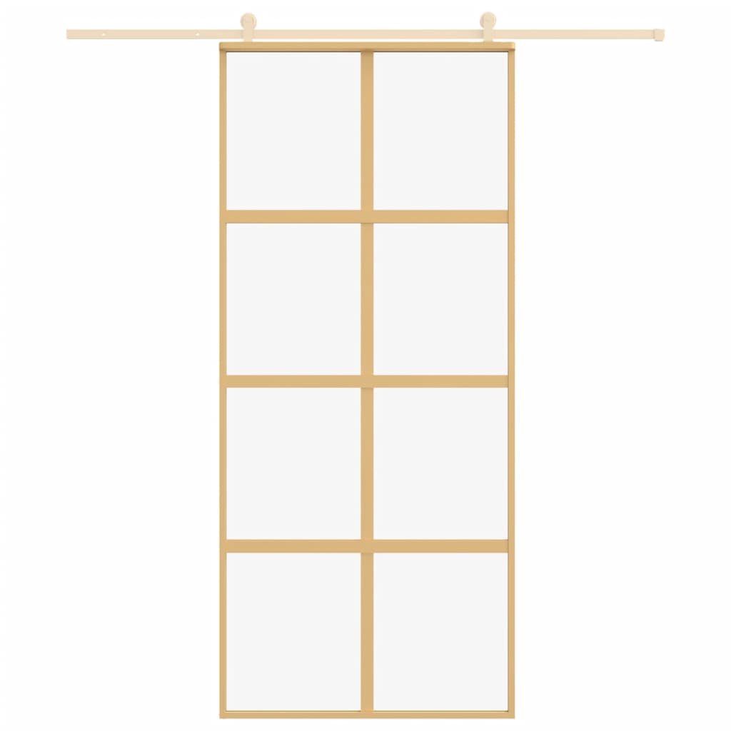 Vidaxl Schiebetür 90x205 cm klares ESG -Glas und Aluminium Gold gefärbt