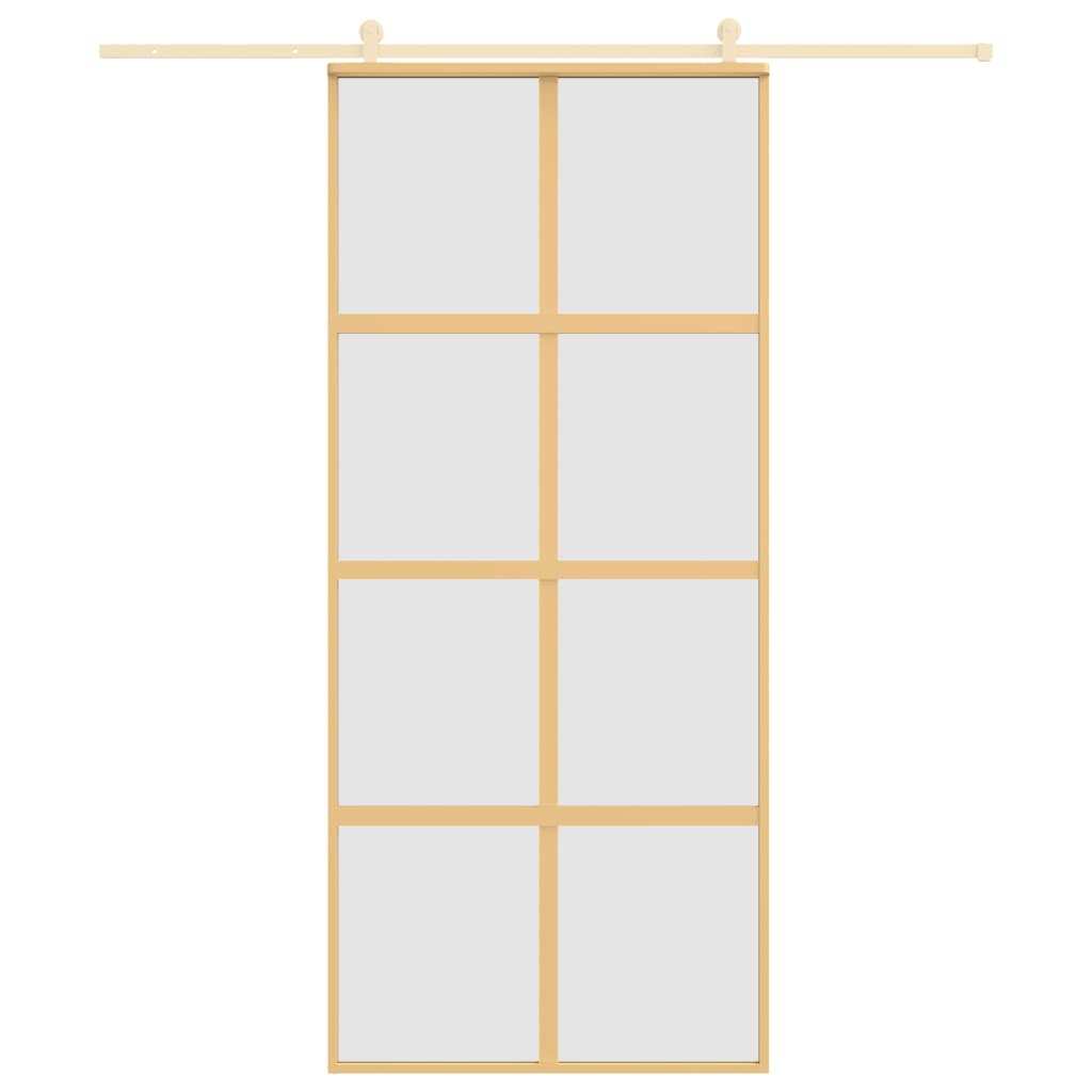 Puerta corredera Vidaxl 90x205 cm de vidrio ESG mate y dorado de aluminio