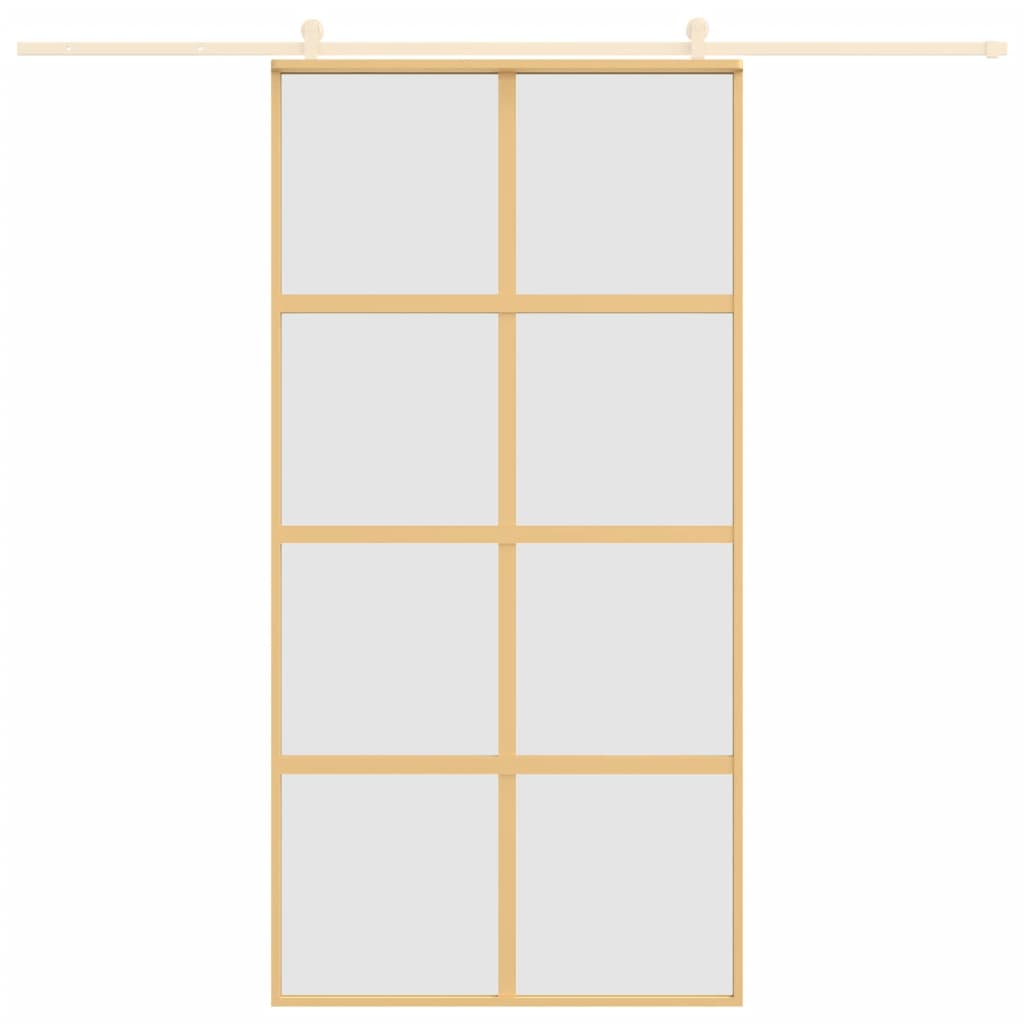 Puerta corredera de Vidaxl 102.5x205 cm de vidrio ESG mate y dorado de aluminio