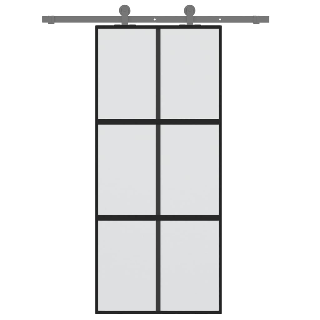 Vidaxl skydedør 90x205 cm hærdet glas og aluminium sort