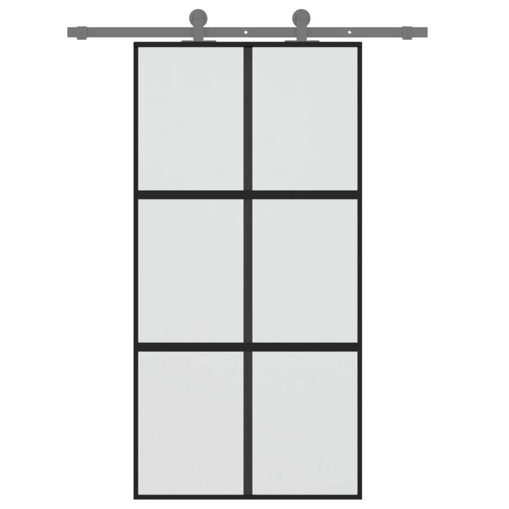 Vidaxl Schiebetür 102,5 x 205 cm gehärtetes Glas und Aluminiumschwarz