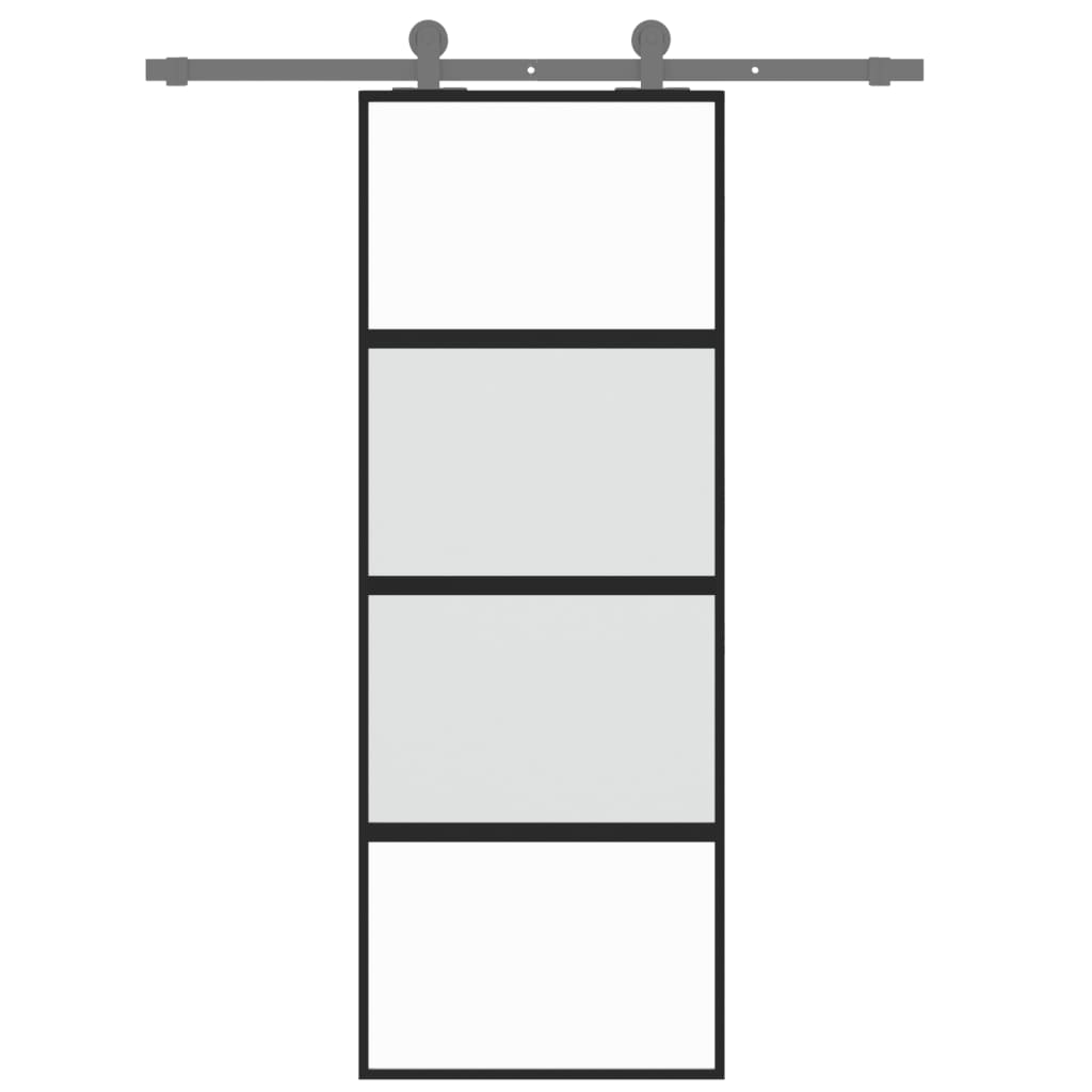 Przesuwane drzwi vidaxl 76x205 cm hartowane szkło i aluminiowe czarne