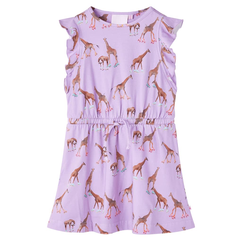 VidaXL Children's dress with sleeves with ruffles and drawstring 92 Lila