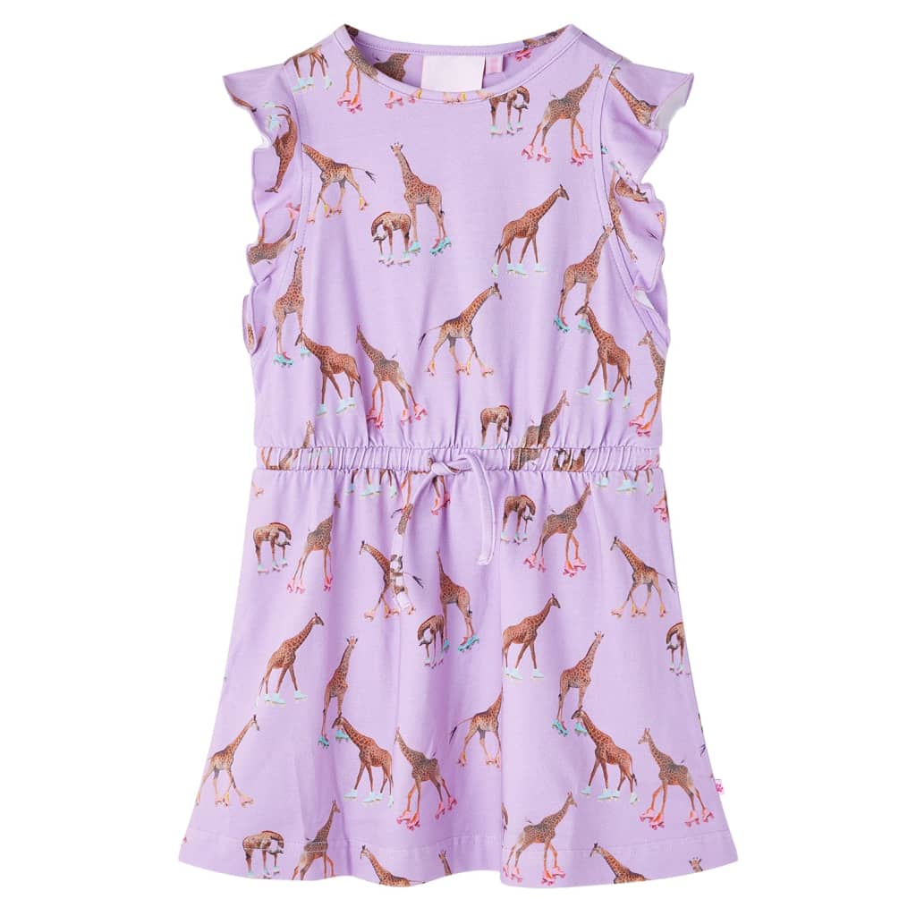 VidaXL Children's dress with sleeves with ruffles and drawstring 104 Lila