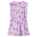 VidaXL Children's dress with sleeves with ruffles and drawstring 104 Lila