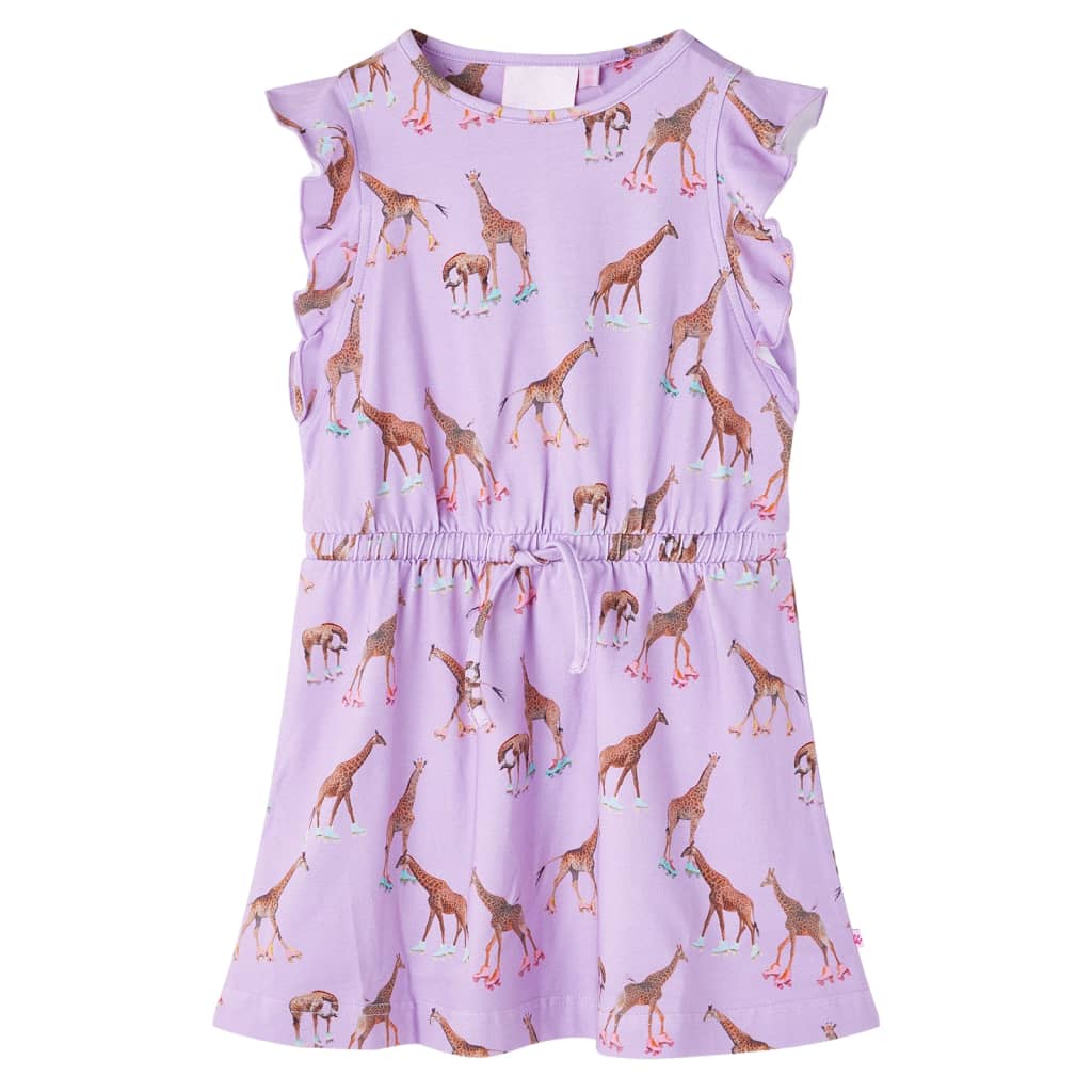 VidaXL Children's dress with sleeves with ruffles and drawstring 116 Lila