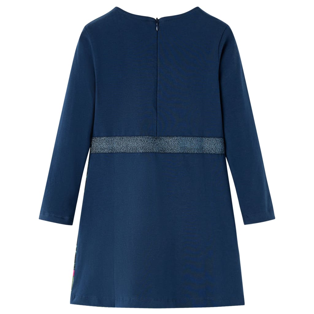 Vidaxl Børnekjole med lange ærmer 104 Navy Blue