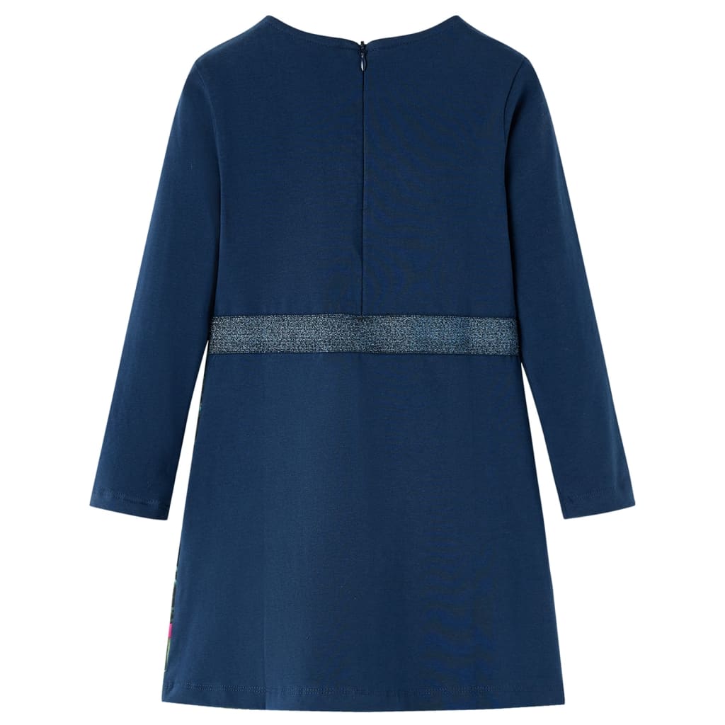 Vidaxl Børnekjole med lange ærmer 116 Navy Blue