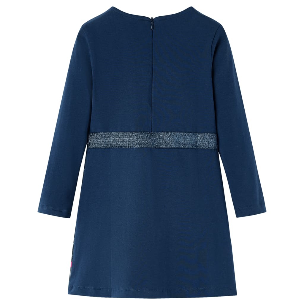 Vidaxl Børnekjole med lange ærmer 128 Navy Blue