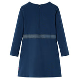 Vidaxl Børnekjole med lange ærmer 128 Navy Blue