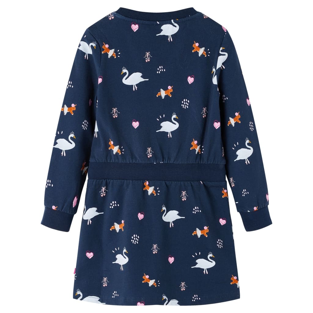 Vidaxl Børnekjole med lange ærmer 92 Navy Blue