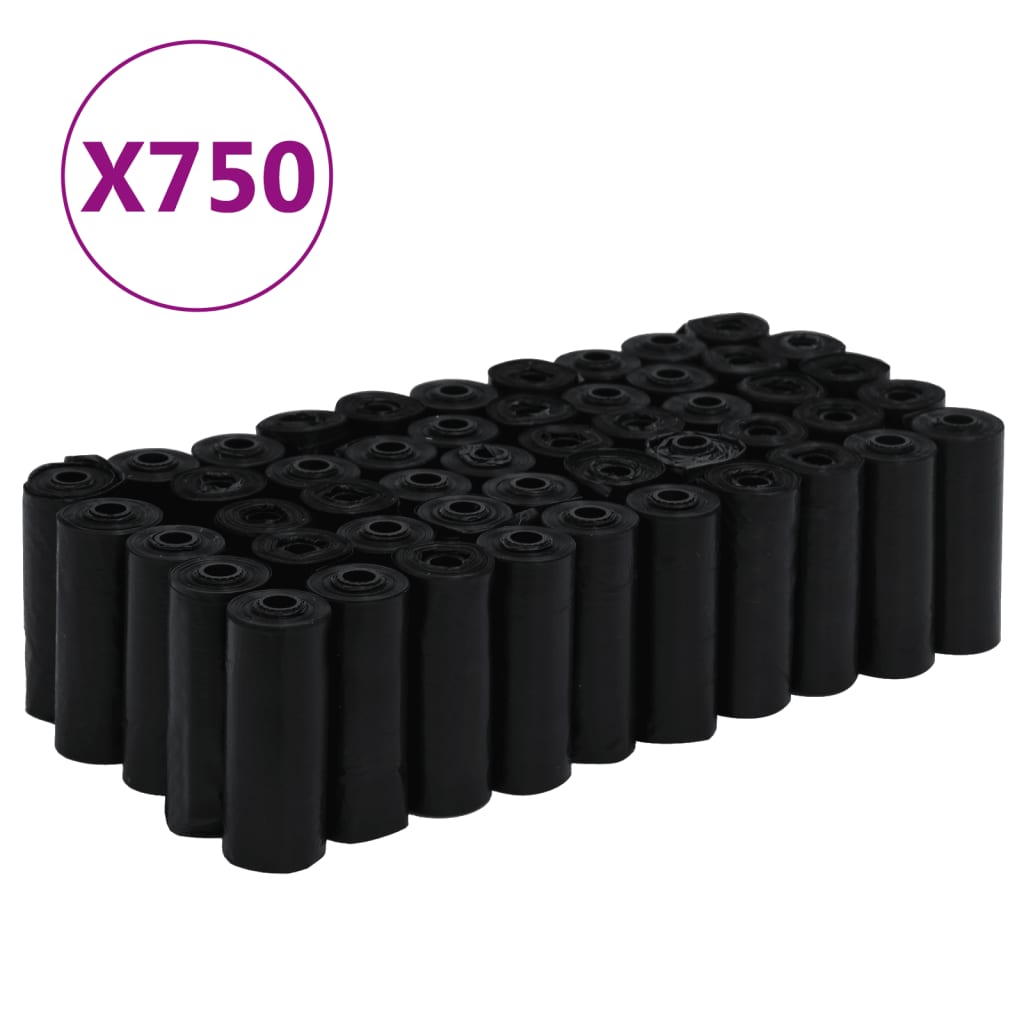 Vidaxl Dog Poop Väskor 750 st 30x20 cm Polyeten svart
