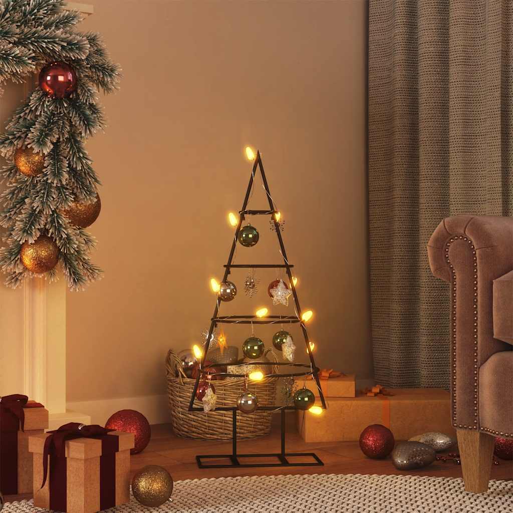Vidaxl božično dekoracijo božično drevo 60 cm kovinska črna