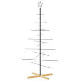 Vidaxl kerstdecoratie kerstboom met houten basis 150 cm metaal zwart