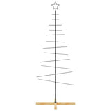 Vidaxl kerstdecoratie kerstboom met houten basis 150 cm metaal zwart