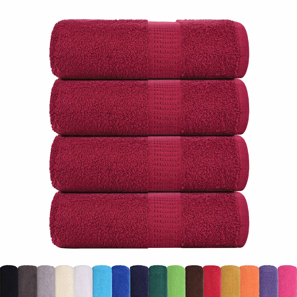 Vidaxl Guest wipes 4 pcs 30x50 cm 360 g m² 100% cotton burgundy red